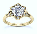 18kt Art Deco 1.10ct Round cut Diamond Engagement Ring Genuine Diamond Solitaire 18kt Lab Created Diamond G VS2 Over 800,000 GIA Diamonds