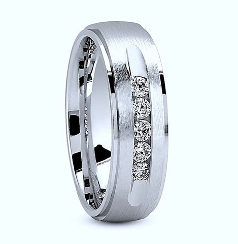 14kt 0.35ct Diamond Wedding Band Ring Mens Ring or 18kt Yellow Gold 6mm wide Platinum available