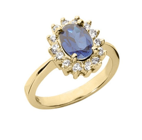 14kt 1.86ct Sapphire Diamond Ring Genuine Blue Sapphire 14kt White Yellow Gold Diamond Halo