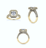 GIA 14kt 1.77ct Square Asscher Diamond Engagement Genuine Diamond Solitaire 14kt White Gold Ring H VS2 cocktail halo