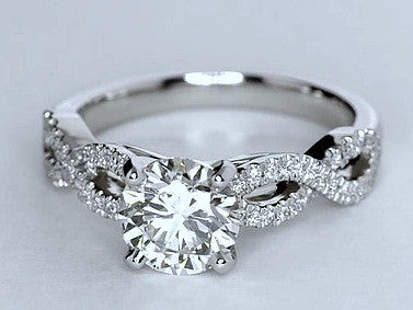 1.30ct Round Diamond Engagement  ring G-VS1 18kt White Gold Infinit Twist JEWELFORME BLUE 900,000 GIA certified Diamonds