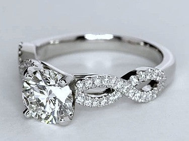 1.53ct Round Diamond Engagement  ring G-VS1 18kt White Gold Infinit Twist JEWELFORME BLUE 900,000 GIA certified Diamonds