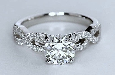 1.40ct Round Diamond Engagement ring F-VS1 18kt White Gold Infinit Twist JEWELFORME BLUE 900,000 GIA certified Diamonds