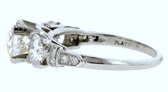3.52ct Round Diamond Engagement Ring GIA certified Vintage Platinum JEWELFORME BLUE