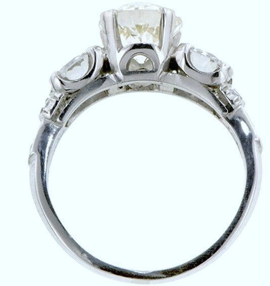 3.46ct Round Diamond Engagement Ring GIA certified Vintage Platinum JEWELFORME BLUE