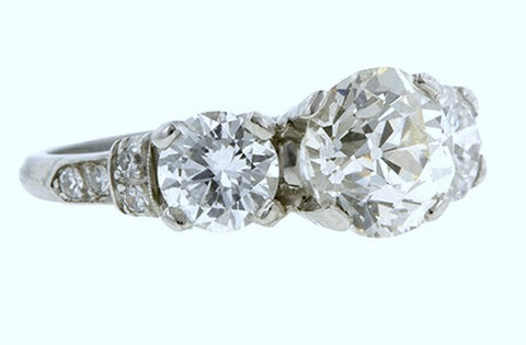 3.46ct Round Diamond Engagement Ring GIA certified Vintage Platinum JEWELFORME BLUE