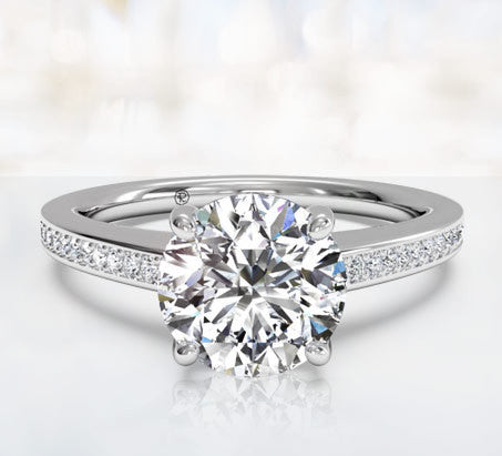 2.40ct H-VS2 Round Diamond Engagement Ring 18kt White Gold JEWELFORME BLUE