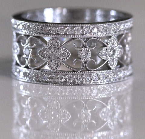 1.10ct Round diamonds Eternity Wedding Ring 18kt Lace JEWELFORME BLUE
