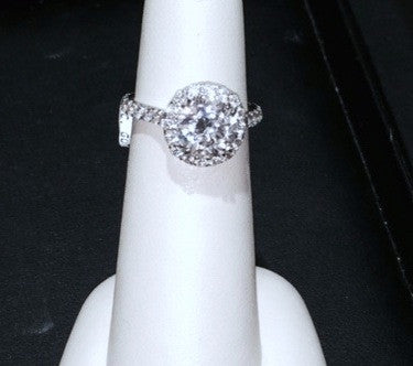 1.45ct F-VS2 GIA Round Diamond Engagement ring Halo JEWELFORME BLUE 900,000 GIA certified