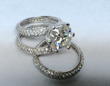 7.30ct Cushion Moissanite Diamond Engagement Ring  and Matching bands JEWELFORME BLUE