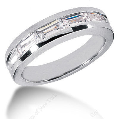 1.02ct Baguettes Diamond Men's Wedding Ring 14kt White Gold JEWELFORME BLUE