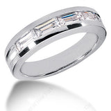 0.90ct Baguettes Diamond Men's Wedding Ring 14kt White Gold JEWELFORME BLUE