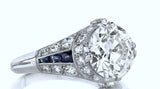 3.76ct Art Deco Round Diamond Engagement Ring  GIA certified 18kt  JEWELFORME BLUE