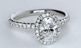 1.60ct Oval Diamond Engagement Ring Halo Platinum GIA certified