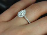 1.35ct E-SI1 Pear Shape Diamond Engagement Ring EGL certified 18kt White Gold JEWELFORME BLUE