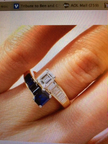 3.94ct EMERALD CUT DIAMOND Sapphire ENGAGEMENT RING JEWELFORME BLUE  GIA certified Diamond