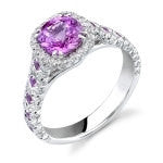 3.74ct Pink Sapphire Diamond Engagement ring Wedding Gift 18kt White Gold JEWELFORME BLUE
