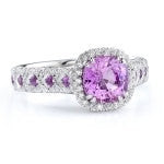 3.74ct Pink Sapphire Diamond Engagement ring Wedding Gift 18kt White Gold JEWELFORME BLUE