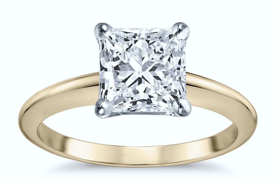 0.91ct F-VS1 Princess cut Diamond Engagement ring 18kt Yellow Gold Bridal Anniversary JEWELFORME-BLUE EGL  certified
