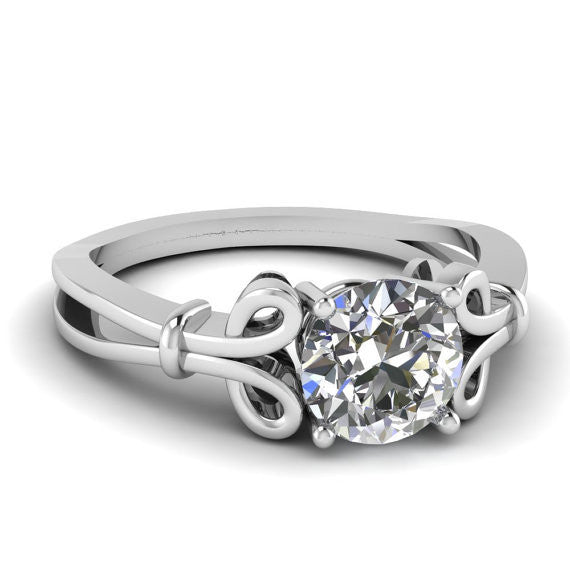 0.80ct H-VS2 Round Diamond Engagement Ring 18kt White Gold JEWELFORME BLUE