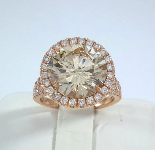 18kt 7.11ct Round Diamonds Engagement  Ring  Pink Gold Halo JEWELFORME BLUE 900,000 GIA EGL certified Diamonds