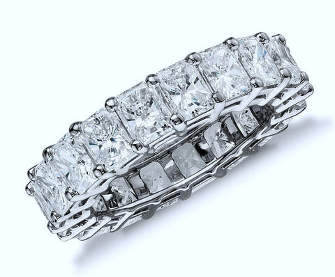 7.85ct Radiant Cut Diamond Eternity Ring JEWELFORME BLUE Bridal Anniversary Platinum