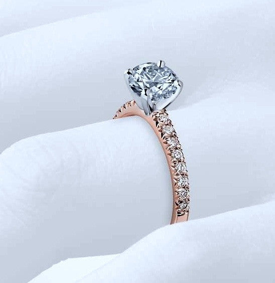 1.03ct G-VS1 Round Diamond Engagement Ring Round 18kt Rose Gold JEWELFORME BLUE