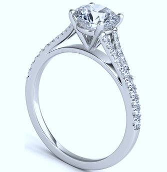 0.35ct G-VS Platinum Round Diamond Engagement Ring setting JEWELFORME BLUE Split diamond Cathedral