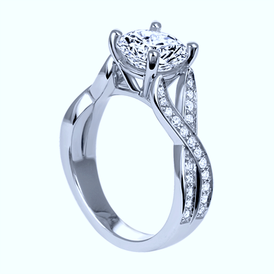4.01ct H-SI1 GIA 18kt White Gold Halo Round Diamond Engagement Ring JEWELFORME BLUE